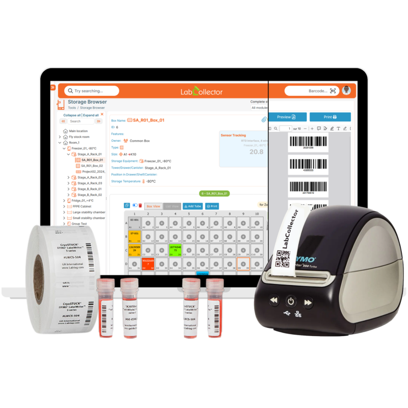 LabCollector + DYMO Labeling Pack (Annual License + Printer + 2 Cryogenic Label Rolls)